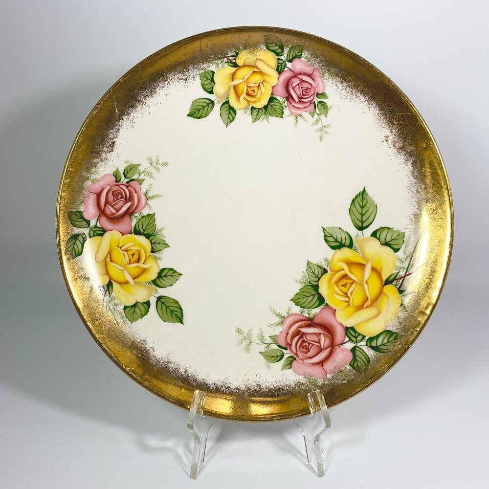 Hanley England Golden Rose Heavy Gold dinner Salad Plate 10 "